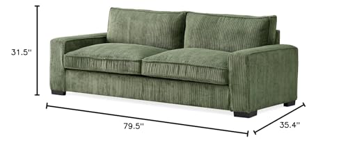 Container Furniture Direct Luxe Corduroy Sofa with Sleek Design, Spacious and Comfortable 3 Seater Couch for Modern Living Room, Ideal for Entertainment and Cozy Moments, Large, Green