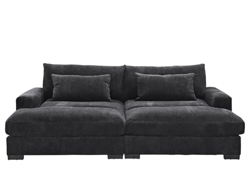 US Pride Furniture Luxe Double Chaise Sleeper Sofa with Soft Corduroy Upholstery, Adaptable to Twin Bed, Comfortable Living Room Couch for Modern Homes, 89.9" Wide, Black