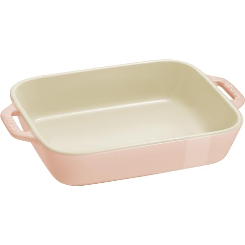 STAUB Stoneware Gratins Ceramic 2-pc Rectangular Baking Dish Set-Macaron Pastel Pink