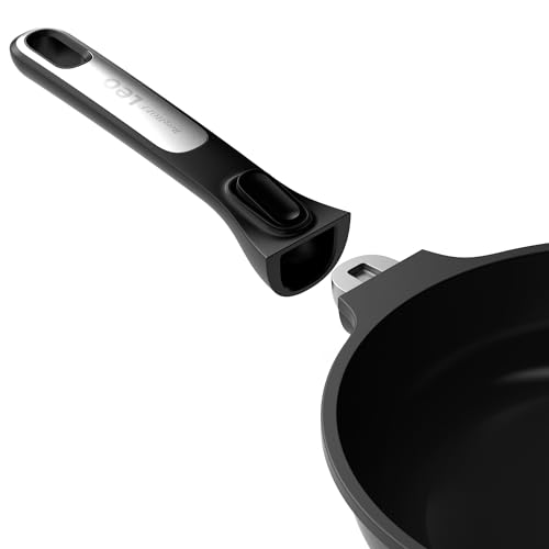 Berghoff Leo Phantom Nonstick Ceramic Frying Pan 8in Detachable Handle Recycled Cast Aluminum CeraGreen Non-toxic Coating Induction Pan Oven-to-table Cookware Full Disk