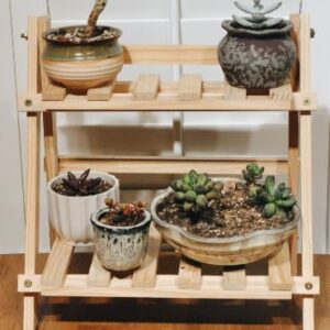 ZSALTT Living Room Floor-to-Ceiling Solid Wood Balcony Flower Stand Wooden Shelving Multi-Storey Interior Multi-Functional Succulent Green Straw Display Stand