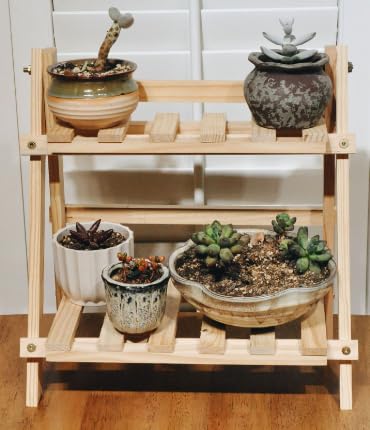 ZSALTT Living Room Floor-to-Ceiling Solid Wood Balcony Flower Stand Wooden Shelving Multi-Storey Interior Multi-Functional Succulent Green Straw Display Stand