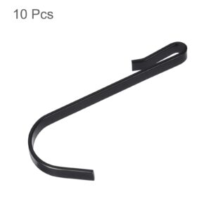 uxcell 10pcs Stainless Steel J Shaped Hooks, Clip-on Hook Wire Rack Hook for Kitchen, Bedroom, Office, Wire Shelf Black 2.55INCH