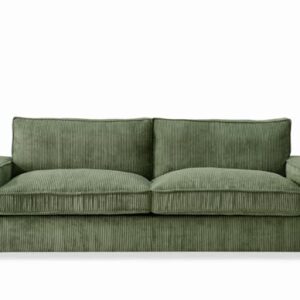 Container Furniture Direct Luxe Corduroy Sofa with Sleek Design, Spacious and Comfortable 3 Seater Couch for Modern Living Room, Ideal for Entertainment and Cozy Moments, Large, Green