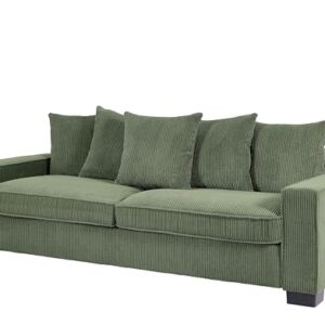 US Pride Furniture Luxe Living Room Sofa with 5 Complementary Toss Pillows, Soft Corduroy Upholstery, Streamlined Design, Ample and Cozy 3 Seater Couch for Modern Spaces, 88" Wide, Dark Green