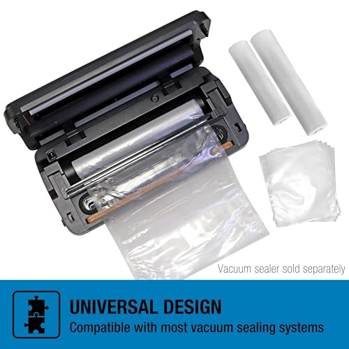 Vacuum Sealer Bags Set for FoodSaver Bag Nesco NutriChef Bonsenkitchen Kenmore BPA-Free Heat-Seal Textured Bags Sous-Vide 57 Jumbo Pack (50 Precut Bags-8"x10" 3 Rolls-8"x 20" 4 Rolls-11"x16")