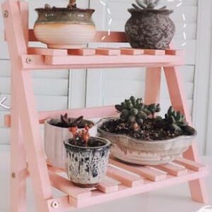 ZSALTT Living Room Floor-to-Ceiling Solid Wood Balcony Flower Stand Wooden Shelving Multi-Storey Interior Multi-Functional Succulent Green Straw Display Stand