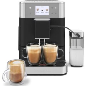 KitchenAid Fully Automatic Espresso Machine KF7 with Milk Attachment, KES8557BK, Cast Iron Black