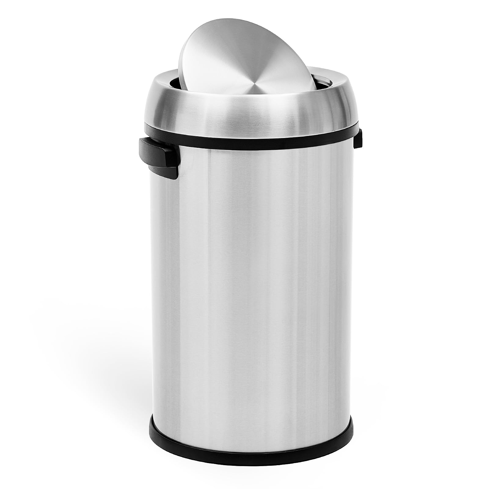 GAOMON 65L/17Gal Trash Can with Swing Top, Commercial Grade Heavy Duty Brushed Stainless Steel Outdoor Trash Can, Large Kitchen Trash Can, Round