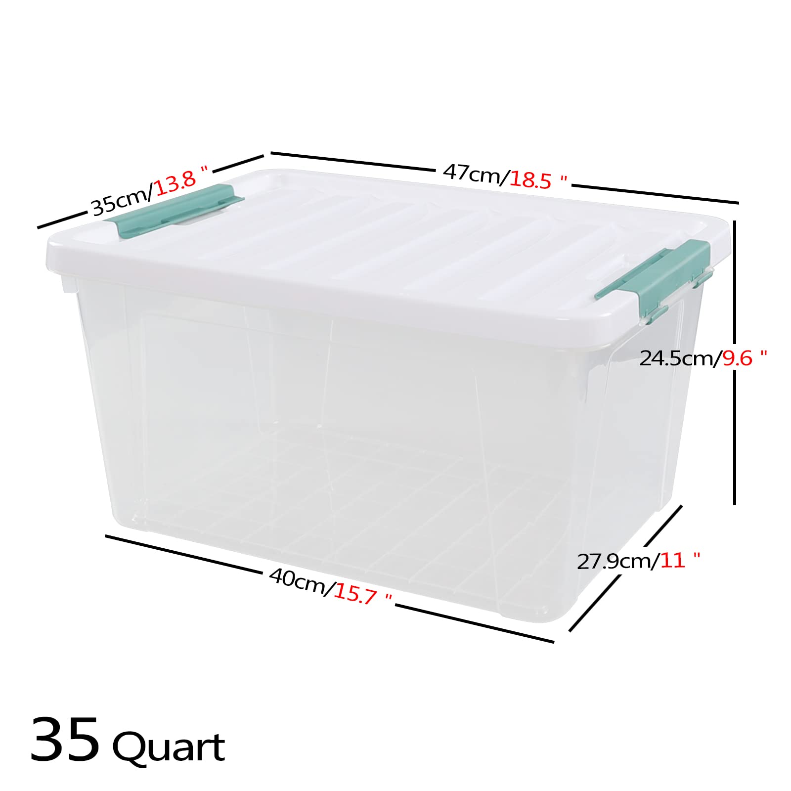 Utiao 6 Pack 35 Quart Clear Container Box, Large Storage Bins with Lids