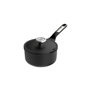 berghoff phantom nonstick ceramic 7in saucepan 2.1qt. with strainer lid recycled cast aluminum ceragreen non-toxic coating full disk for glass top stoves potholders included