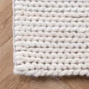 Generic Pella Off White Rug/Ivory/Cream Rug for Living Room, Ivory Area Rugs for Bedroom, Off White Living Room Rugs, Chunky Rug, Knotted Cozy Soft Wool Rug, Aesthetic Rug (8x10)