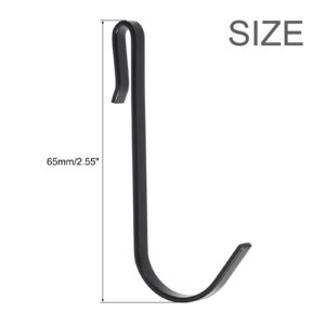 uxcell 10pcs Stainless Steel J Shaped Hooks, Clip-on Hook Wire Rack Hook for Kitchen, Bedroom, Office, Wire Shelf Black 2.55INCH