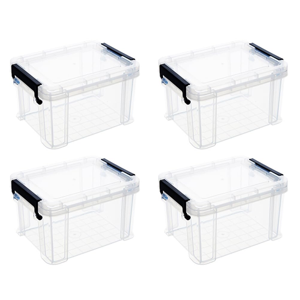 ABOOFAN 4pcs Boxes Mini Storage Box Tiny Storage Containers Storage Bin with Lid Makeup Toy Quart Latching Drawer Organizer Bins Collection Storage Container Bead Plastic White Portable