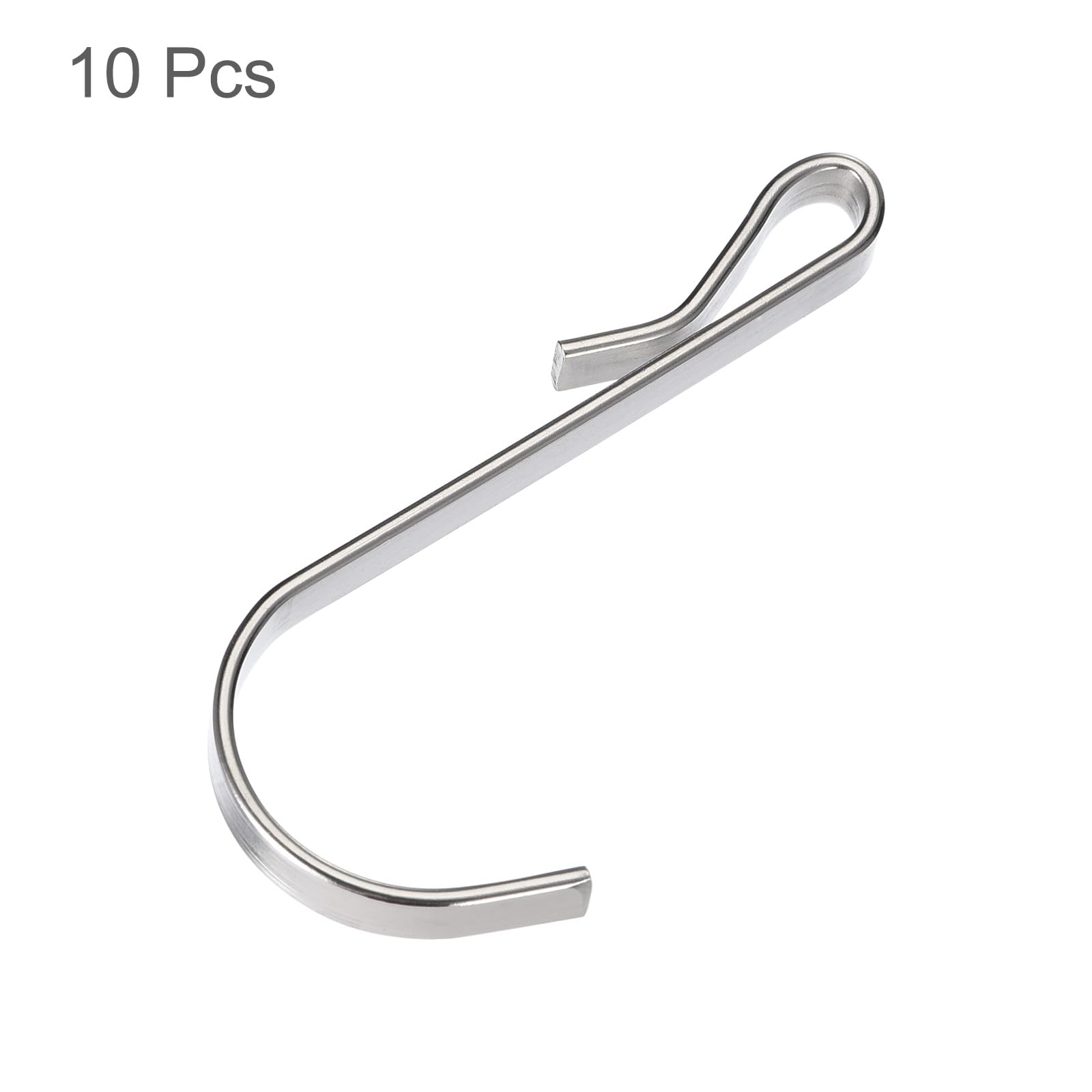 uxcell 10pcs Stainless Steel J Shaped Hooks, Clip-on Hook Wire Rack Hook for Kitchen, Bedroom, Office, Wire Shelf Silver 2.4INCH