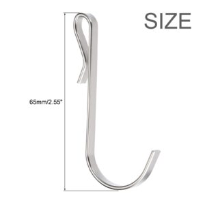 uxcell 10pcs Stainless Steel J Shaped Hooks, Clip-on Hook Wire Rack Hook for Kitchen, Bedroom, Office, Wire Shelf Silver 2.4INCH