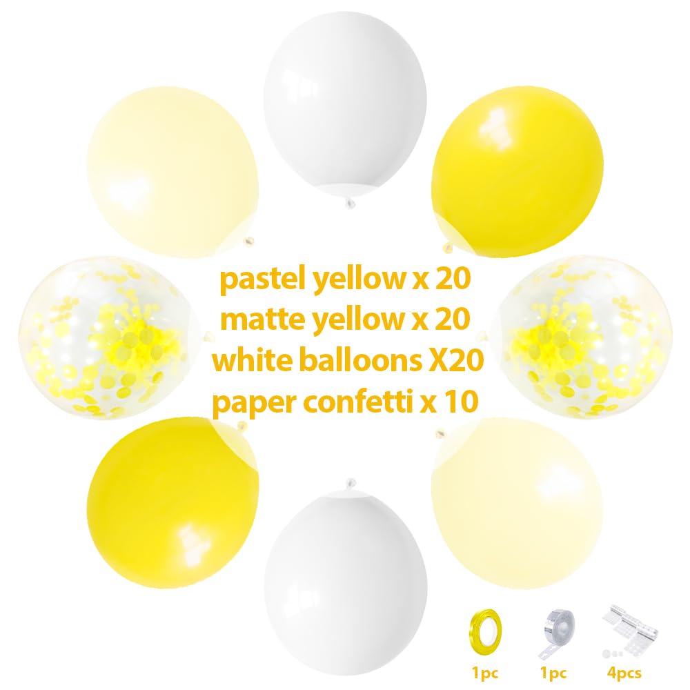 Yellow and White Balloons, 70pcs Yellow Balloons for Birthday Baby Shower Sunflower Honeybee Theme Party Supply…