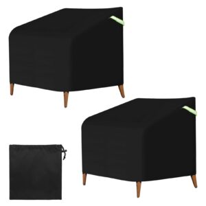 patikil outdoor chair covers waterproof, 2 pack 40"w x 34"d x 39"h large patio furniture cover 600d oxford lawn lounge chair protection with luminous handle for yard garden, black