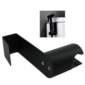 LQ Industrial Black Toilet Bidet Spray Gun Head Holder Stainless Steel Non Drilling Toilet Seat Bathroom Fixture Hanging Bracket 42x98mm for Handheld Shower Wand Pet Bath Spray Head Stand