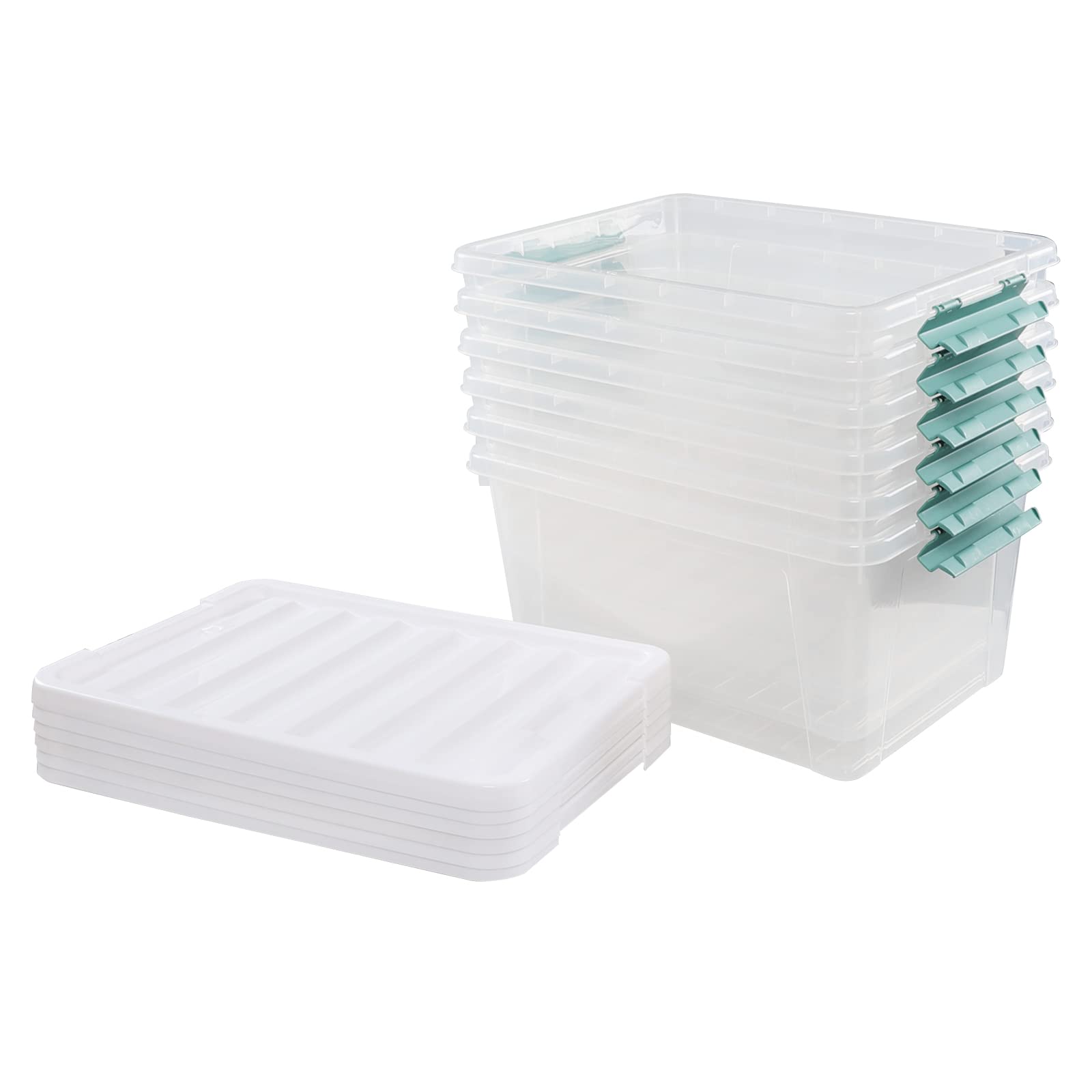 Utiao 6 Pack 35 Quart Clear Container Box, Large Storage Bins with Lids