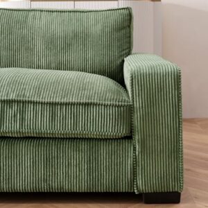 Container Furniture Direct Luxe Corduroy Sofa with Sleek Design, Spacious and Comfortable 3 Seater Couch for Modern Living Room, Ideal for Entertainment and Cozy Moments, Large, Green