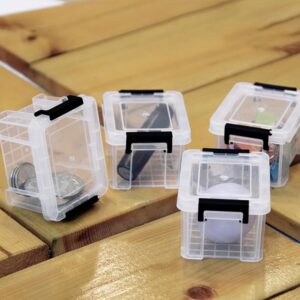 ABOOFAN 4pcs Boxes Mini Storage Box Tiny Storage Containers Storage Bin with Lid Makeup Toy Quart Latching Drawer Organizer Bins Collection Storage Container Bead Plastic White Portable