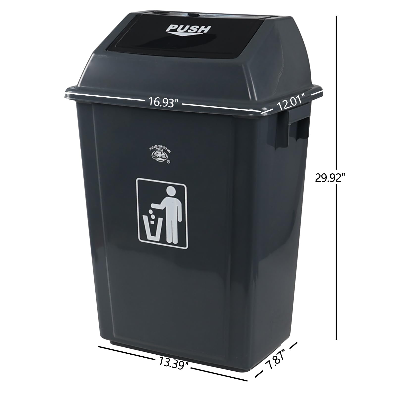 Nihenok 15 Gallon Tall Plastic Trash Can with Swing Lid, 4 Pack Gray Kitchen Garbage Bins