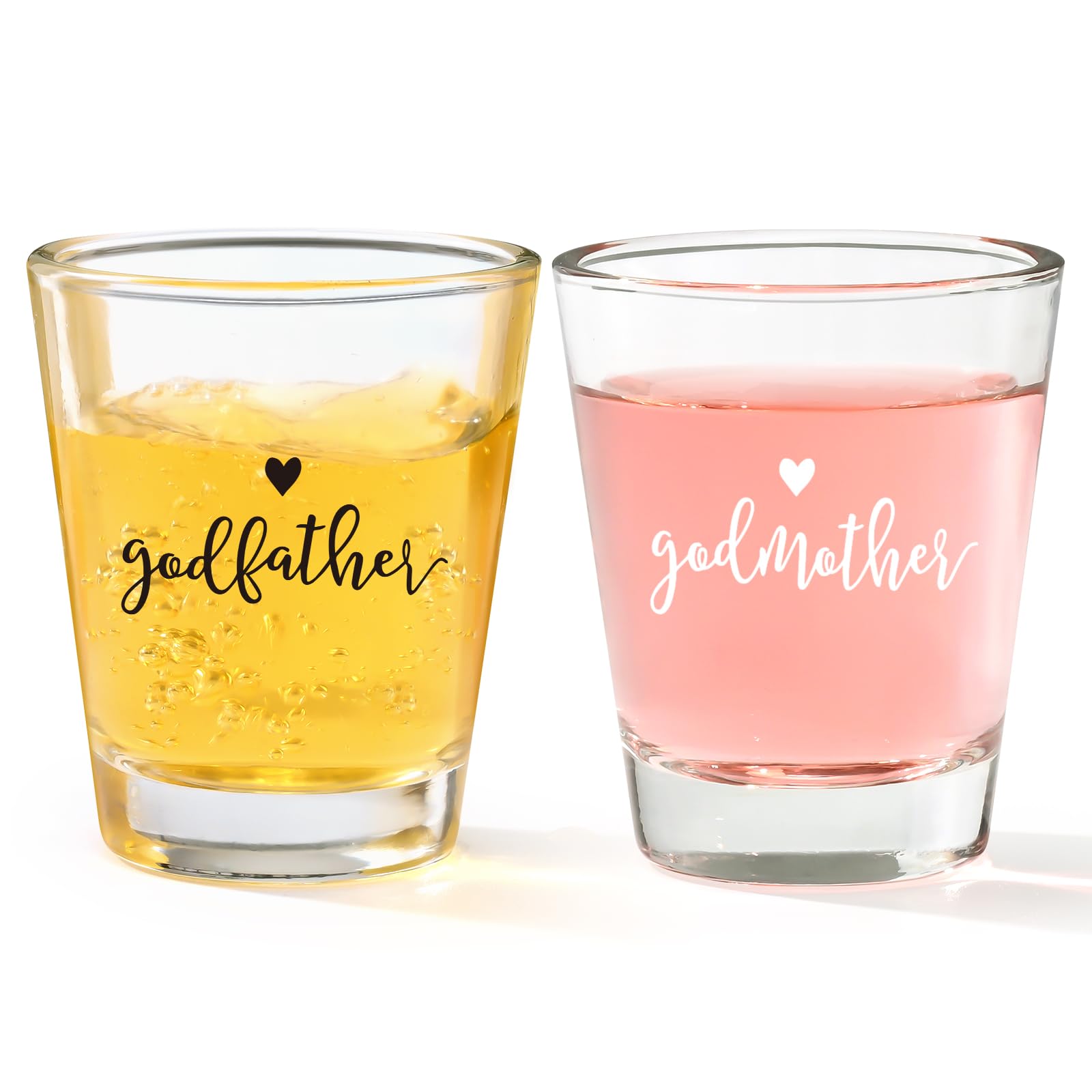 DAZLUTE Godparents Proposal Gift, 2 OZ Godfather Godmother Shot Glasses Set of 2, Godmother Proposal Gifts, Mother's Day Father's Day Birthday Christmas Baptism Gifts for Godparents from Godchild