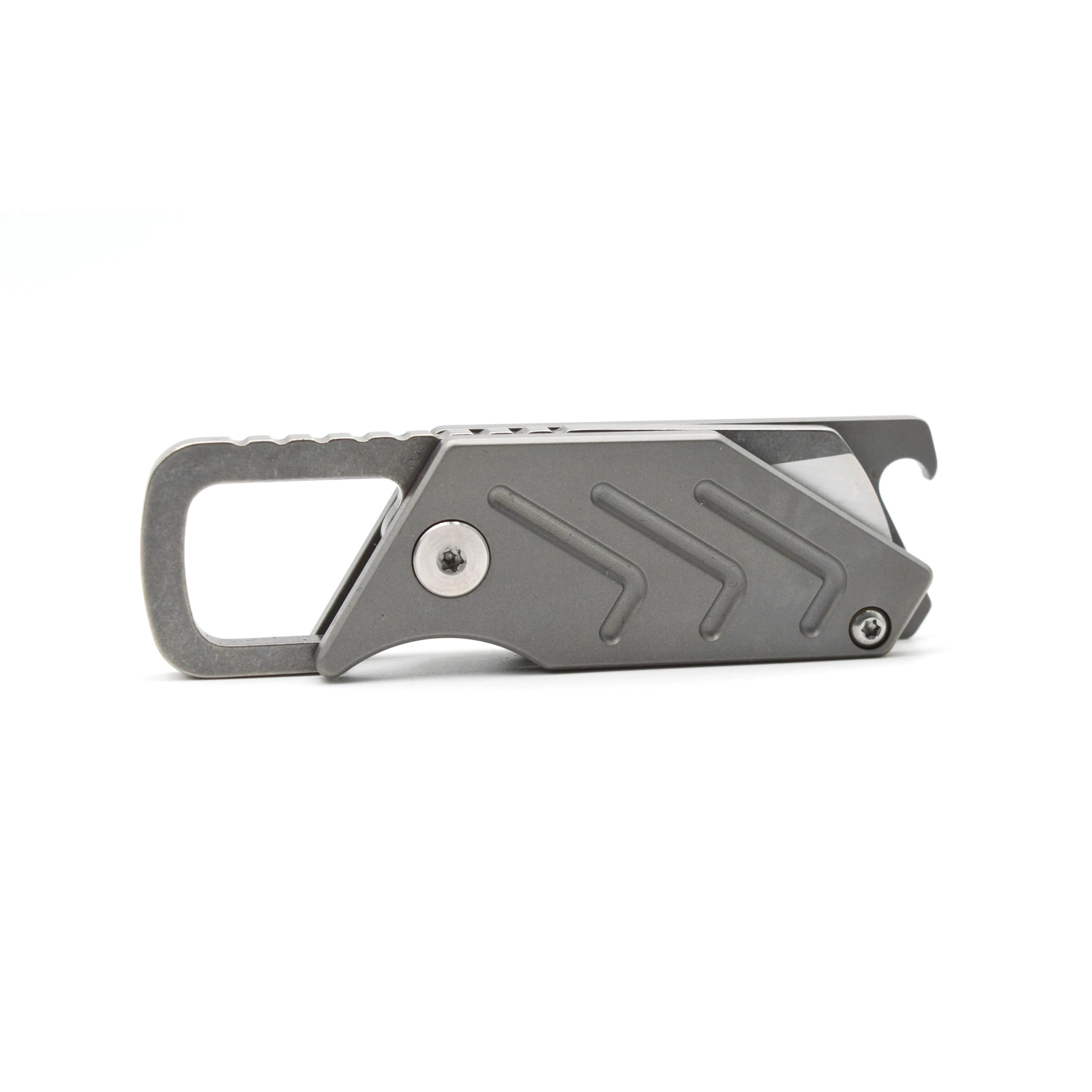 geeber Outdoor Survival EDC Keychain Minimalist Titanium Folding Mini Size Utility Pocket Knife