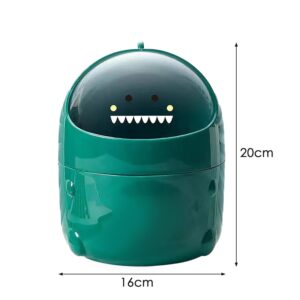 Mini Trash Can with Lid, 20 x 16cm /16 x 12cm Cute Countertop Bin Plastic Garbage Container for Office Table Desk Home Vanity Kitchen Bedroom(20x16cm Green)