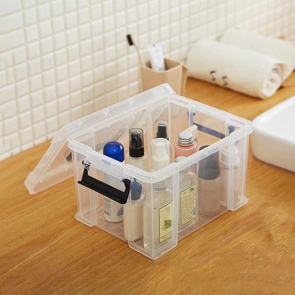 ABOOFAN 4pcs Boxes Mini Storage Box Tiny Storage Containers Storage Bin with Lid Makeup Toy Quart Latching Drawer Organizer Bins Collection Storage Container Bead Plastic White Portable