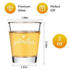 DAZLUTE Godparents Proposal Gift, 2 OZ Godfather Godmother Shot Glasses Set of 2, Godmother Proposal Gifts, Mother's Day Father's Day Birthday Christmas Baptism Gifts for Godparents from Godchild