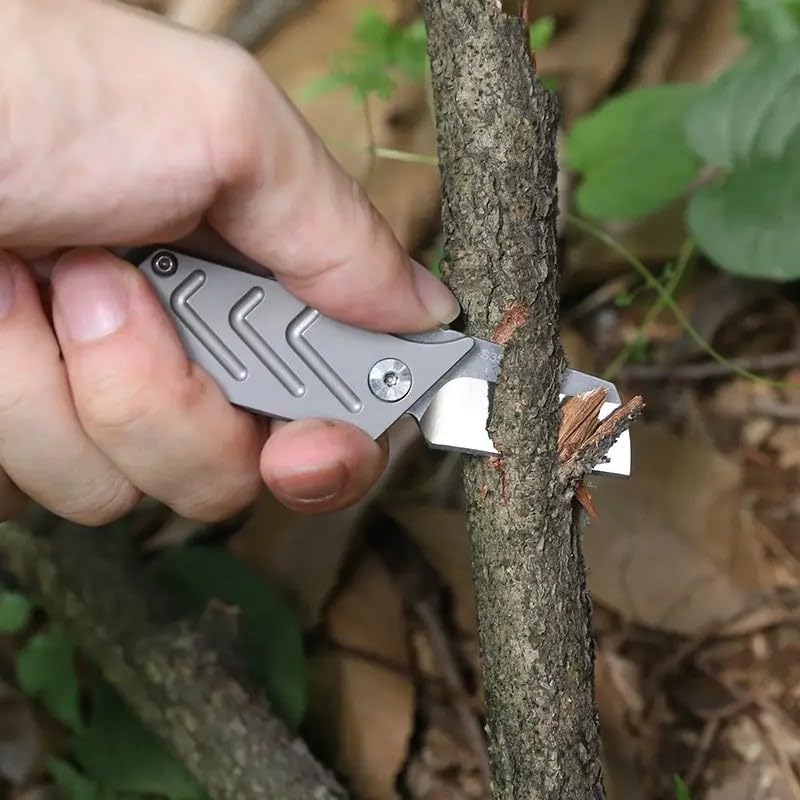 geeber Outdoor Survival EDC Keychain Minimalist Titanium Folding Mini Size Utility Pocket Knife