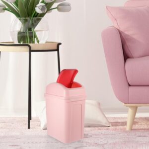 ABOOFAN Shake Lid Trash Can Thicken Trash Bucket Garbage Bin Waste Bins Kitchen Trash with Lid Push Top Garbage Can Bathroom Trashcan Recycling Container Household Office Pp Pink Cream