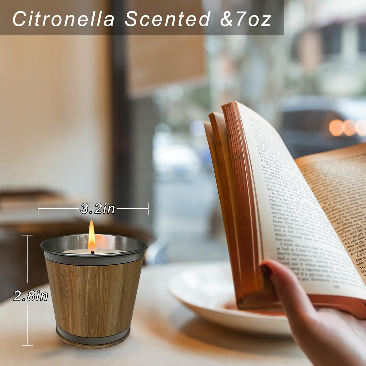 Citronella Candles Set of 2, Lemongrass Candles 7OZ, Outdoor Indoor Scented Candles with Pure Citronella Essential Oil and Natural Soy Wax