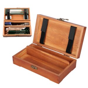 Art Supply Wooden Storage Box, Artist Tool and Brush Storage Box with Locking Clasp for Pastels Pencils Pens Markers Brushes Storage