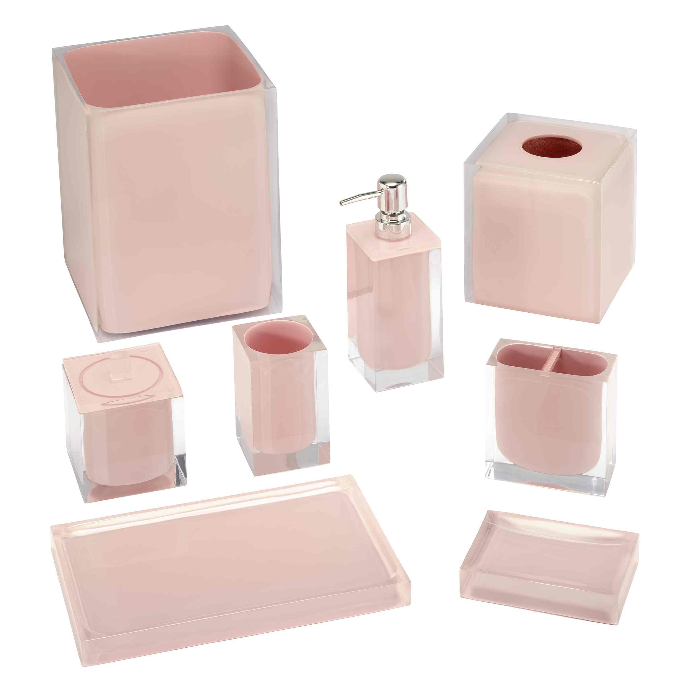 IZOD - Covered Jar, Resin Countertop Accessories, Dorm Room Essentials, Perfect for Bathroom or Vanity (Marina Collection, Pink)