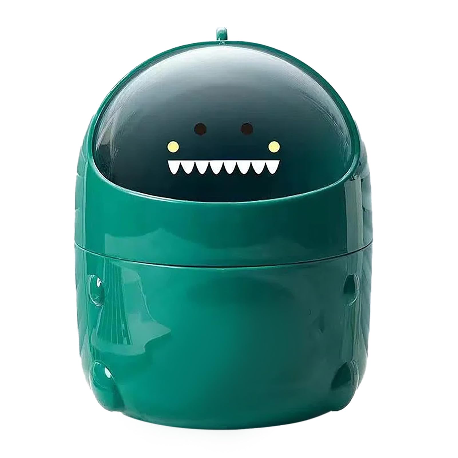 Mini Trash Can with Lid, 20 x 16cm /16 x 12cm Cute Countertop Bin Plastic Garbage Container for Office Table Desk Home Vanity Kitchen Bedroom(20x16cm Green)