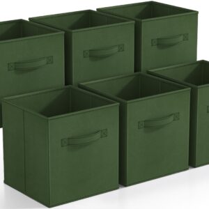 Sorbus Foldable Storage Cubes - 6 Fabric Baskets for Organizing Pantry, Shelf, Toy Box, Cubby, Closet Organizer - 11 Inch Collapsible Closet Organizers and Storage Bins (Dark Green 6 Pack)