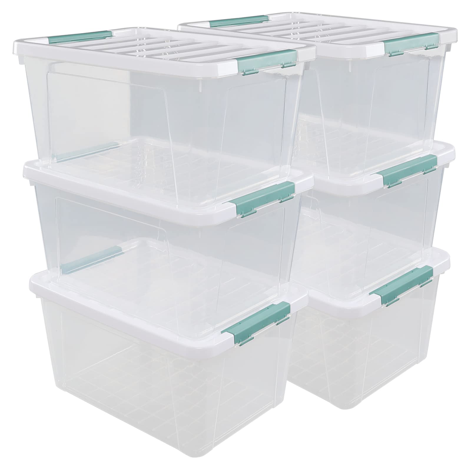 Utiao 6 Pack 35 Quart Clear Container Box, Large Storage Bins with Lids