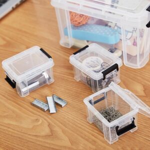 ABOOFAN 4pcs Boxes Mini Storage Box Tiny Storage Containers Storage Bin with Lid Makeup Toy Quart Latching Drawer Organizer Bins Collection Storage Container Bead Plastic White Portable