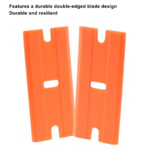 Coufce 300 Pieces Plastic Razor Blade Orange Double Edged Razor Scraper Tool Safety Glass Scraper for Removing Decals, Stickers, Clean Car Window, Adhesive Label