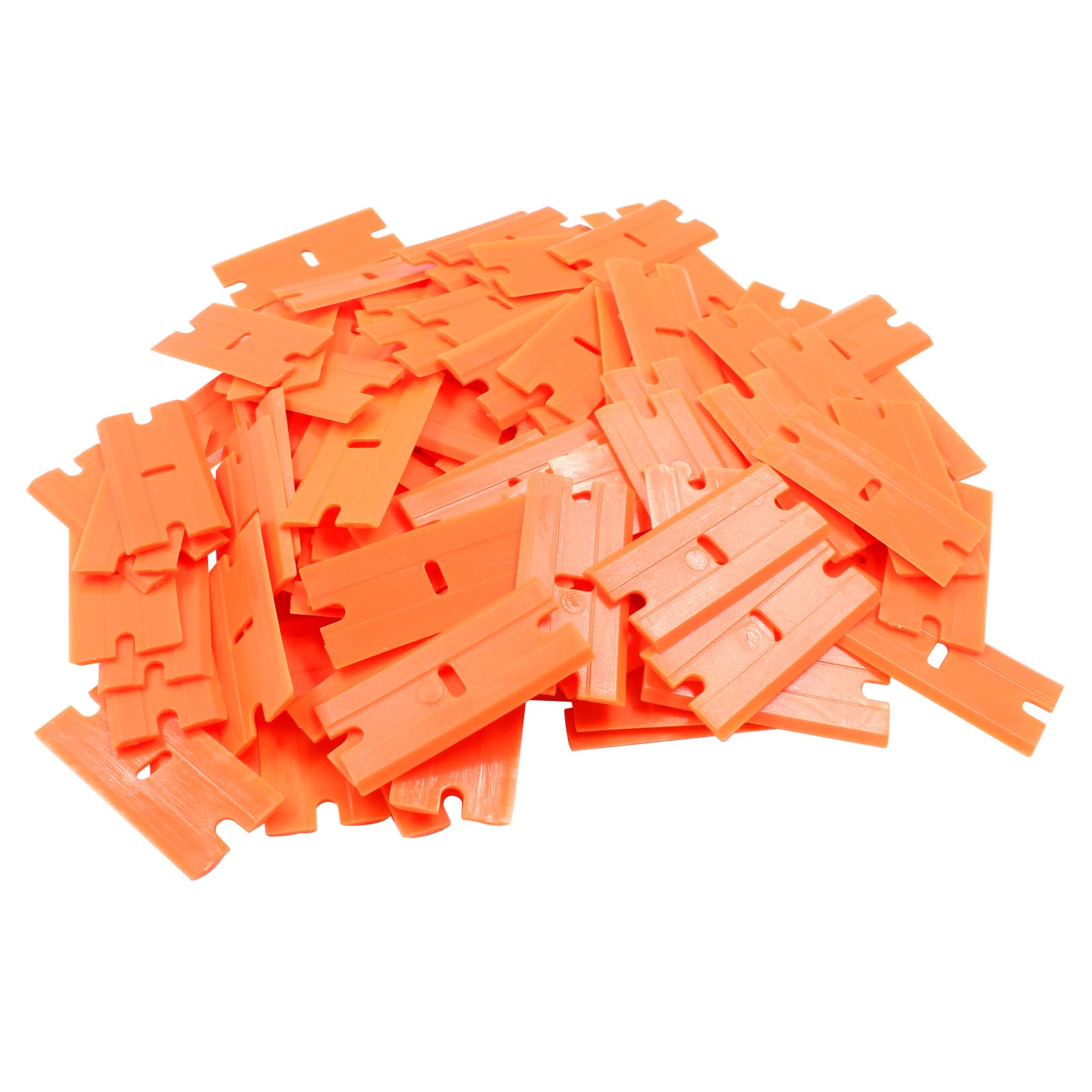 Coufce 300 Pieces Plastic Razor Blade Orange Double Edged Razor Scraper Tool Safety Glass Scraper for Removing Decals, Stickers, Clean Car Window, Adhesive Label