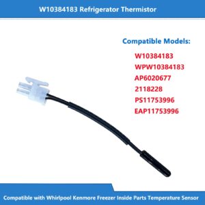 OEM W10384183 Refrigerator Thermistor For Whirlpool WPW10384183 Thermistor Compatible with W10384183CM AP6020677 2118228 PS11753996