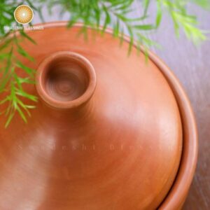 Swadeshi Blessings Unglazed Clay Tajine Pot for Cooking with Lid/LEAD-FREE Earthen Tajine/Clay Tajine Cookware for baking +FREE ASH For Cleaning