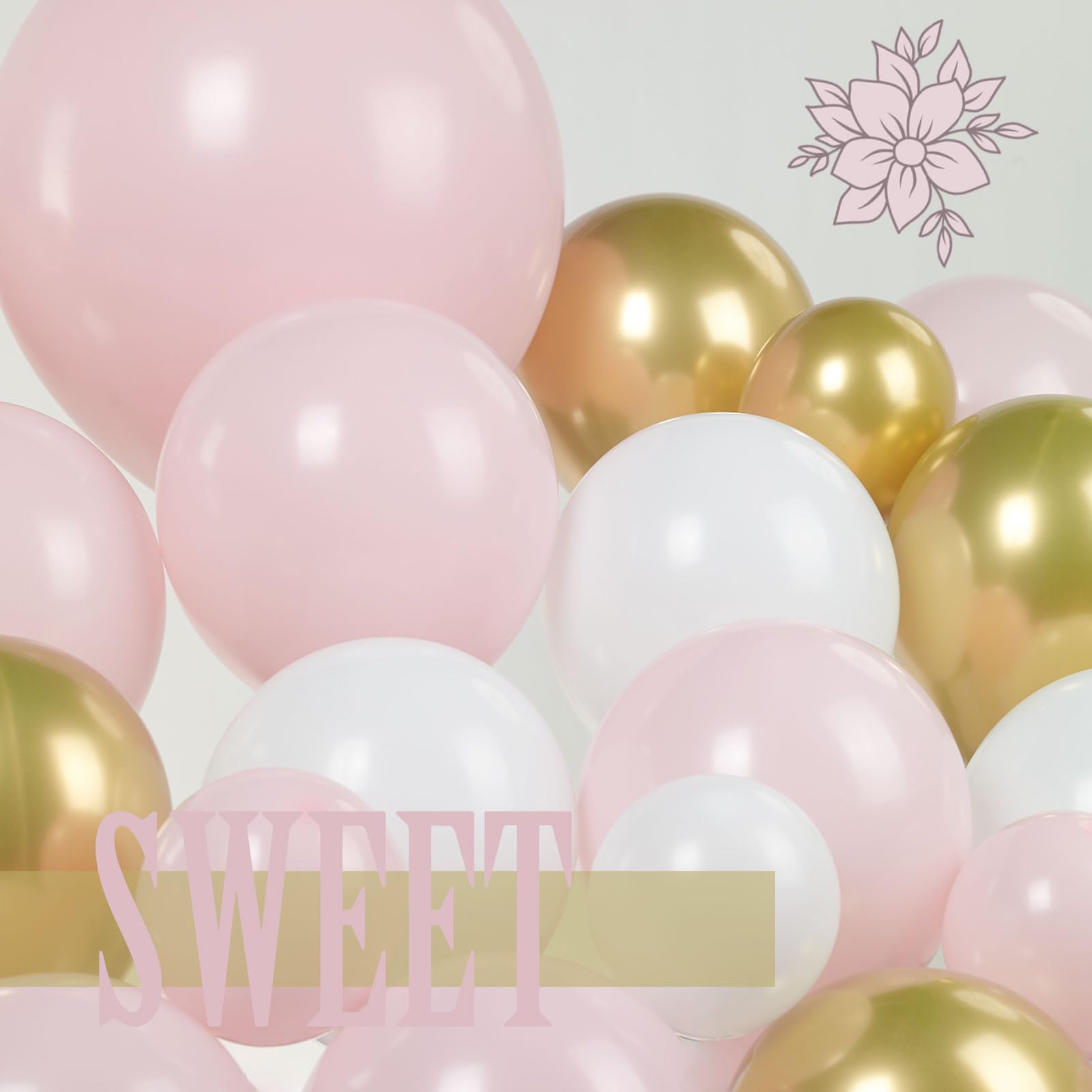 yeewaka pink and gold white balloon garland arch kit 150pcs baby pink for girl baby shower sweet 16 Birthday Party Wedding bride to be Pink graduations pro 2024 decorations