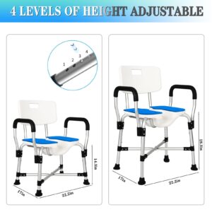 Cremicle Shower Chair with Arms and Back - Heavy Duty 500 lbs U-Shaped Handicap Shower Chair, Wide for Elderly and Disabled, Ideal for Bathtub Use