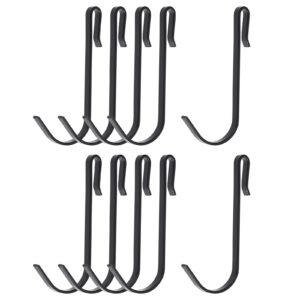 uxcell 10pcs stainless steel j shaped hooks, clip-on hook wire rack hook for kitchen, bedroom, office, wire shelf black 2.55inch