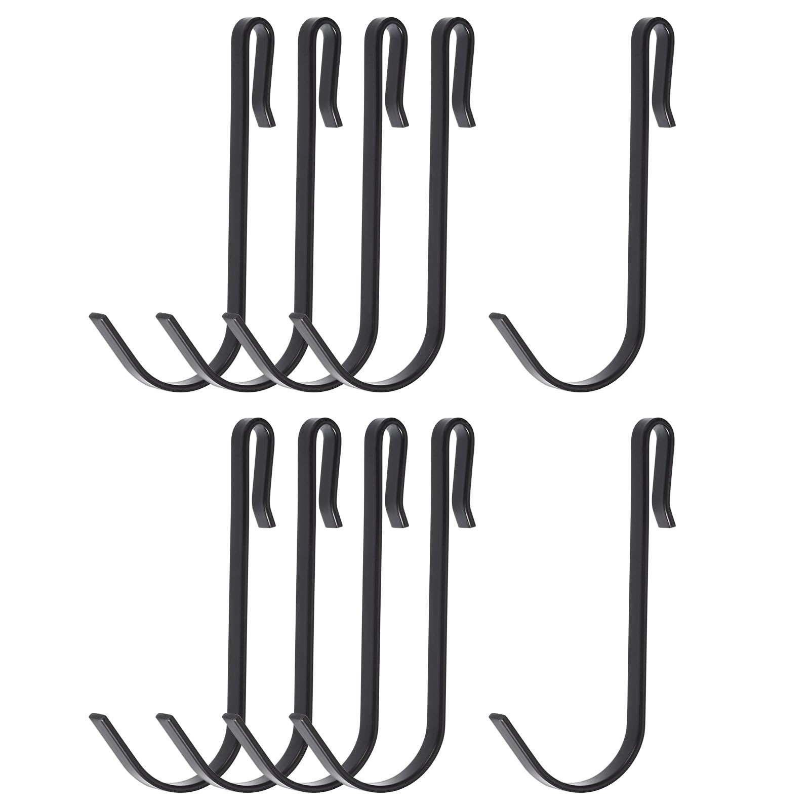 uxcell 10pcs Stainless Steel J Shaped Hooks, Clip-on Hook Wire Rack Hook for Kitchen, Bedroom, Office, Wire Shelf Black 2.55INCH