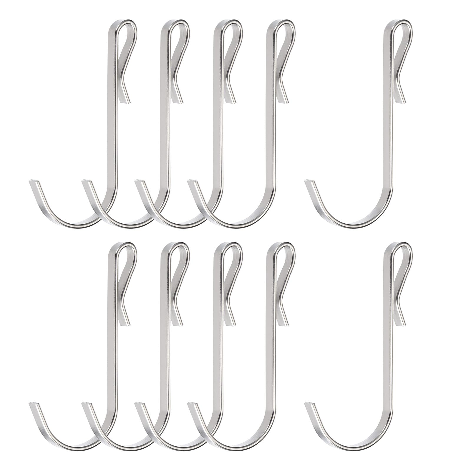 uxcell 10pcs Stainless Steel J Shaped Hooks, Clip-on Hook Wire Rack Hook for Kitchen, Bedroom, Office, Wire Shelf Silver 2.4INCH